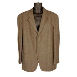 Vtg J. Ferrar Mens 46R 46 Regular Brown Wool Sport Coat Suit Jacket Tweed